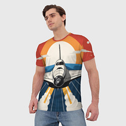 Футболка мужская Скоростной ретро самолет, цвет: 3D-принт — фото 2