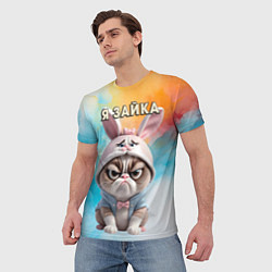 Футболка мужская Кот в шапке зайца, цвет: 3D-принт — фото 2