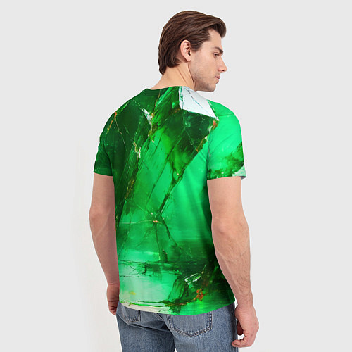 Мужская футболка Зелёное треснувшее стекло / 3D-принт – фото 4