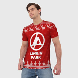 Футболка мужская Новогодний Linkin Park 2024 с оленями, цвет: 3D-принт — фото 2