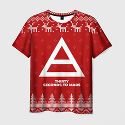 Мужская футболка Новогодний Thirty Seconds to Mars с оленями