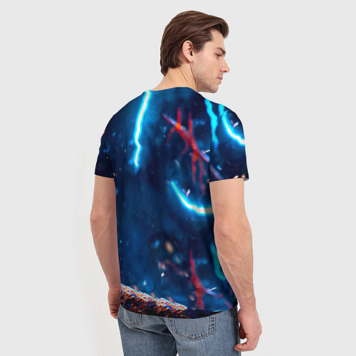 Мужская футболка Снигирь и молнии / 3D-принт – фото 4
