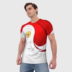 Футболка мужская Россия - красный и белый, цвет: 3D-принт — фото 2