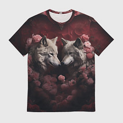 Мужская футболка Волк и волчица в сердце