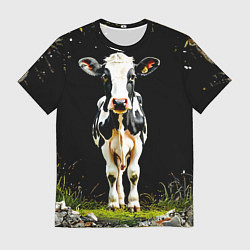 Мужская футболка Корова на черном
