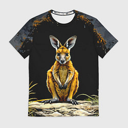 Футболка мужская Кенгуру на черном, цвет: 3D-принт