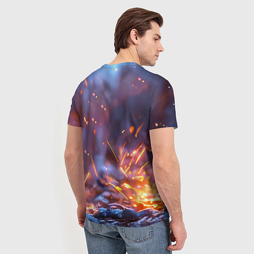 Мужская футболка Песец в искрах / 3D-принт – фото 4