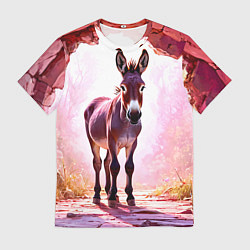 Мужская футболка Осел в розовом свете
