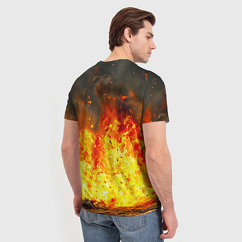 Мужская футболка Буйвол в огне / 3D-принт – фото 4