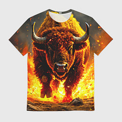 Мужская футболка Буйвол в огне