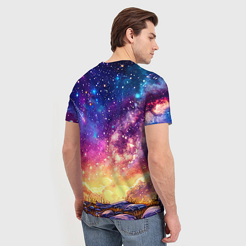 Мужская футболка Лось и звездное небо / 3D-принт – фото 4