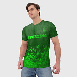 Футболка мужская Sporting - green gradient посередине, цвет: 3D-принт — фото 2