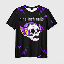 Футболка мужская Nine Inch Nails неоновый череп, цвет: 3D-принт