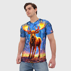 Футболка мужская Лосенок в лесу, цвет: 3D-принт — фото 2