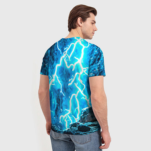 Мужская футболка Волк в разрядах молнии / 3D-принт – фото 4