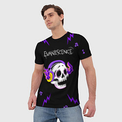 Футболка мужская Evanescence неоновый череп, цвет: 3D-принт — фото 2