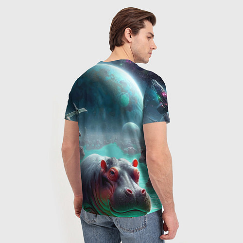 Мужская футболка Рик и Морти сидят на бегемоте - нейроарт фантазия / 3D-принт – фото 4
