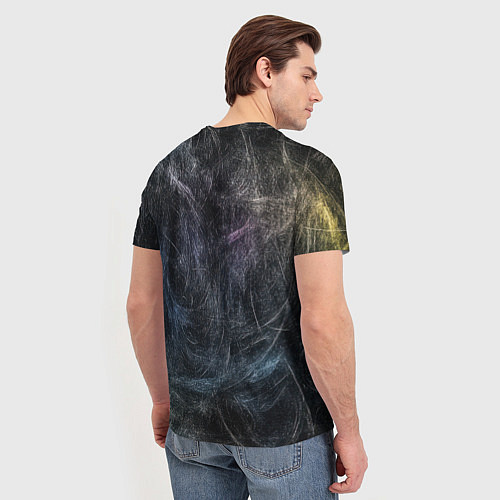 Мужская футболка Разноцветные хаотичные линии / 3D-принт – фото 4