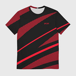 Футболка мужская Sport чёрный и красный полосы, цвет: 3D-принт