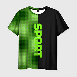 Мужская футболка Sport чёрно-зелёный пополам