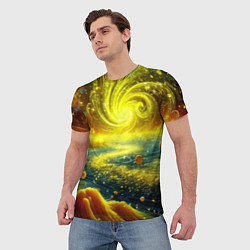 Футболка мужская Neon galaxy - ai art fantasy, цвет: 3D-принт — фото 2