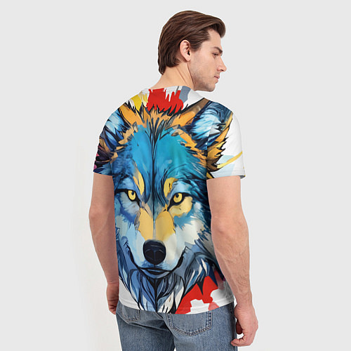 Мужская футболка Волк яркий арт / 3D-принт – фото 4