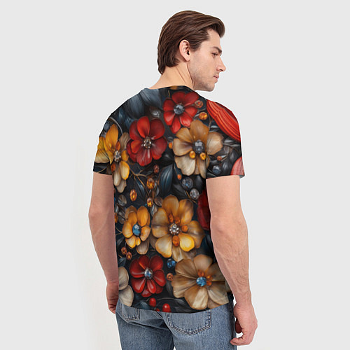 Мужская футболка Объемные бутоны цветов / 3D-принт – фото 4