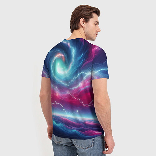 Мужская футболка Spiral neon galaxy - ai art fantasy / 3D-принт – фото 4