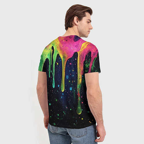 Мужская футболка Разноцветные потеки краски / 3D-принт – фото 4