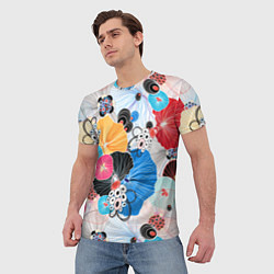 Футболка мужская Цветы - абстрактные узоры, цвет: 3D-принт — фото 2