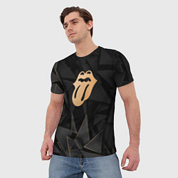 Футболка мужская Rolling Stones golden poly, цвет: 3D-принт — фото 2