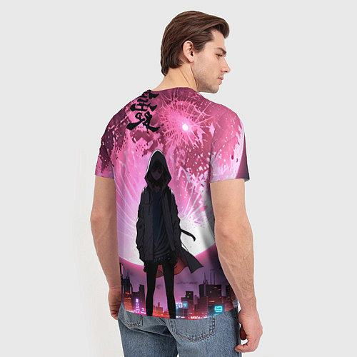 Мужская футболка Аниме и розовая луна / 3D-принт – фото 4