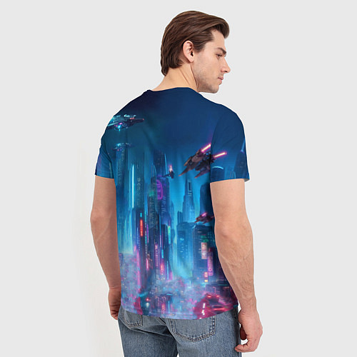 Мужская футболка Mass Effect - neon glow fantastic / 3D-принт – фото 4