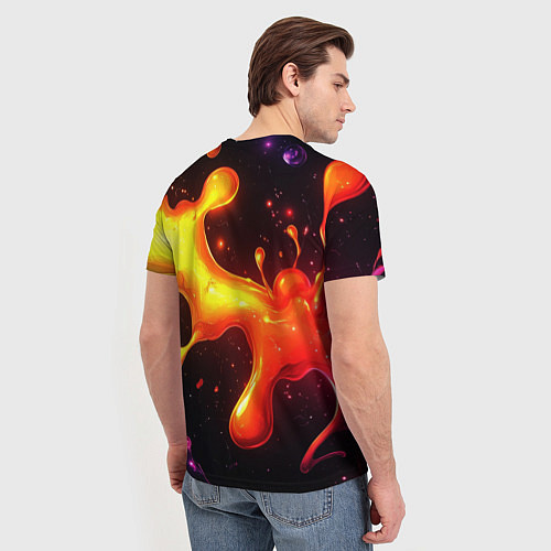 Мужская футболка Радужные кляксы на черном фоне / 3D-принт – фото 4