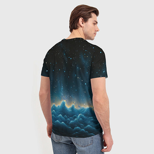 Мужская футболка Облака и черное небо текстура / 3D-принт – фото 4