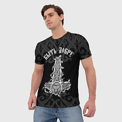 Футболка мужская Молот Мьёльнир - быть добру, цвет: 3D-принт — фото 2