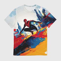 Мужская футболка Человек - паук и пролитая краска