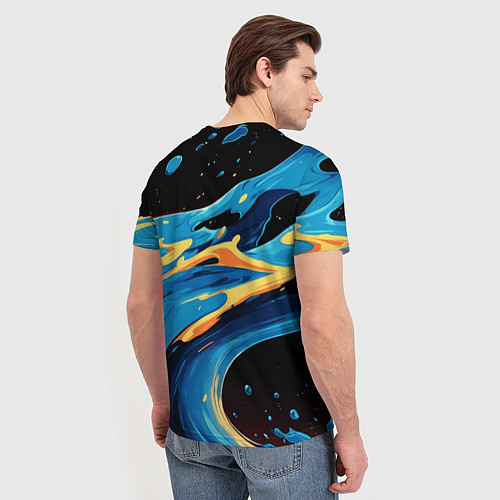 Мужская футболка Синяя волна из красок / 3D-принт – фото 4
