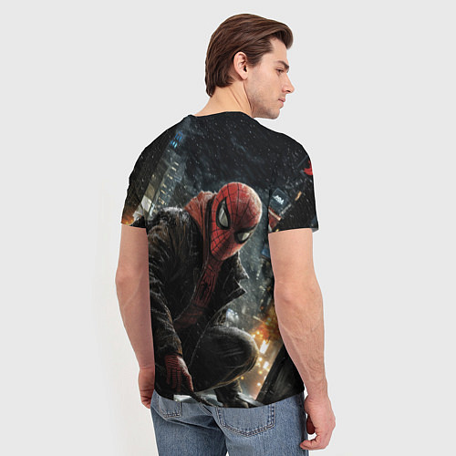 Мужская футболка Человек-паук и поздняя ночь / 3D-принт – фото 4