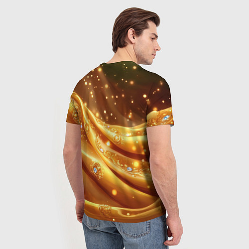 Мужская футболка Золотая ткань с блестками / 3D-принт – фото 4