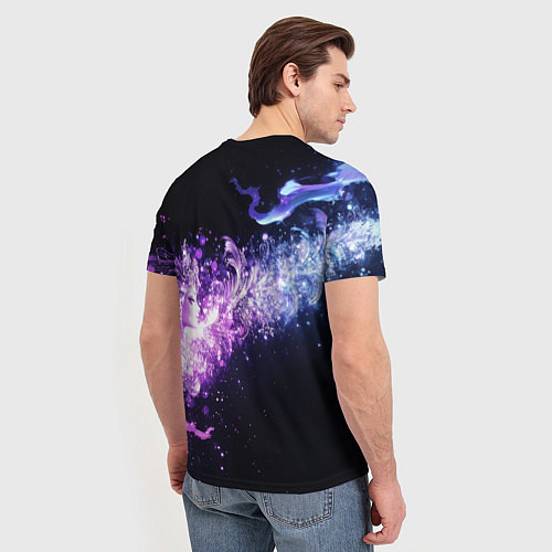 Мужская футболка Фиолетово-синяя абстрактная волна / 3D-принт – фото 4