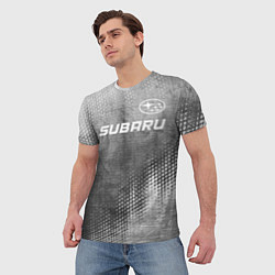 Футболка мужская Subaru - grey gradient посередине, цвет: 3D-принт — фото 2