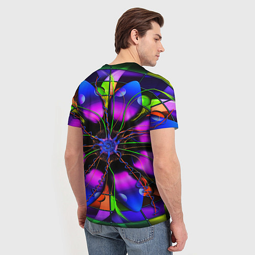 Мужская футболка Неоновая психоделика лепестки / 3D-принт – фото 4
