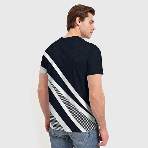 Мужская футболка Sport тёмно-синий с полосами / 3D-принт – фото 4