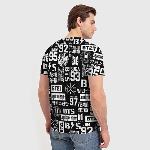 Мужская футболка Bangtan Boys pattern black / 3D-принт – фото 4
