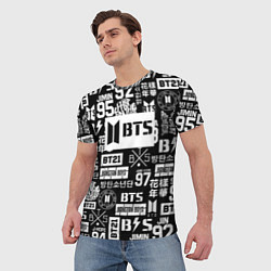 Футболка мужская Bangtan Boys pattern black, цвет: 3D-принт — фото 2