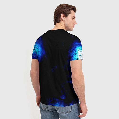 Мужская футболка Ведьмак лого синие краски / 3D-принт – фото 4