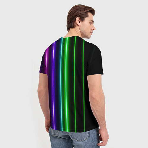 Мужская футболка Neon lines / 3D-принт – фото 4