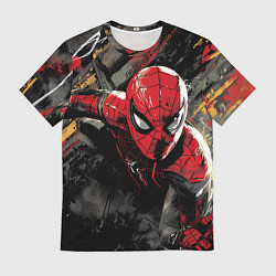 Мужская футболка Человек-паук и красная краска