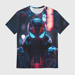 Мужская футболка Человек-паук в вечернем городе
